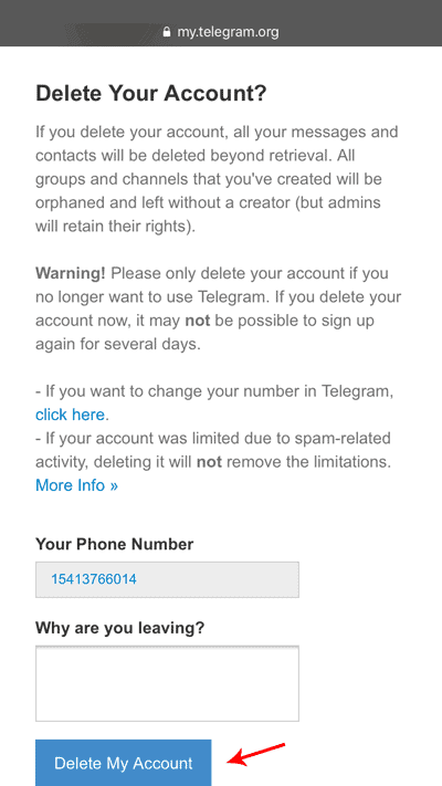 delet telegram mobile - دیلیت اکانت تلگرام چگونه انجام میشود؟