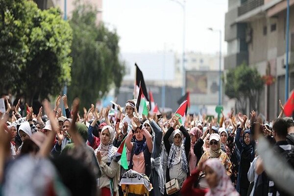 تظاهرات مردم مغرب در حمایت از مسجدالاقصی