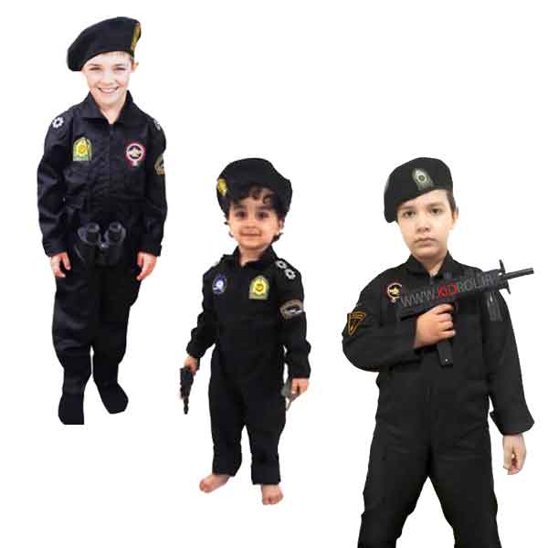 ۲۰۲۲۰۸۳۱ ۱۰۰۰۲۹ - لباس پلیس سیاه بچه گانه در سایز بندی مختلف