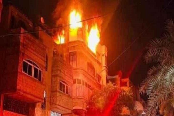 ۲۱ کشته براثر آتش سوزی یک ساختمان مسکونی در نوار غزه