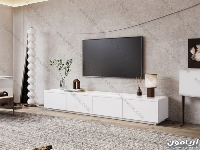 میز تلویزیون مینیمال سفید